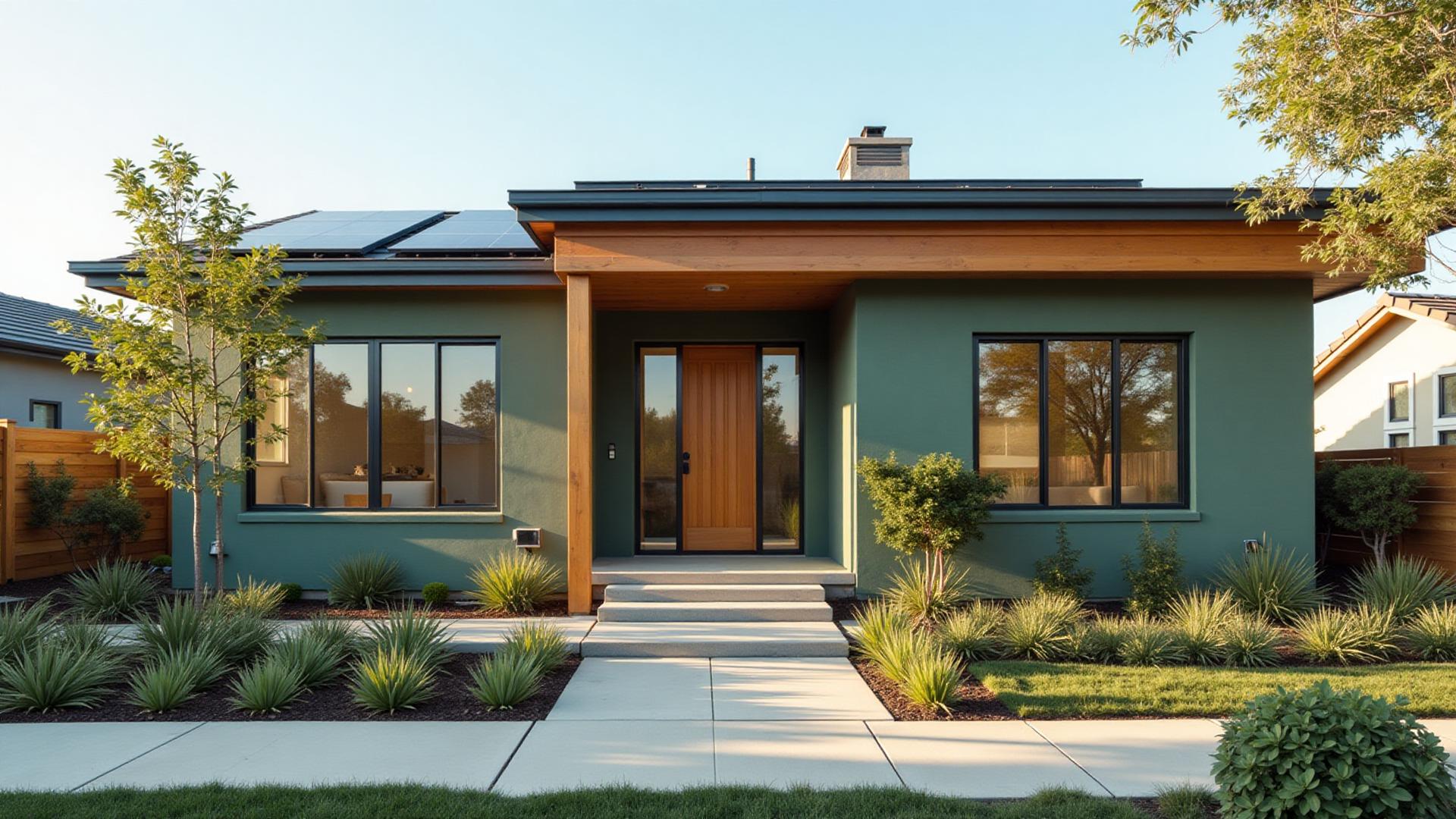 Modern sustainable ADU in San Diego with sage green and natural materials